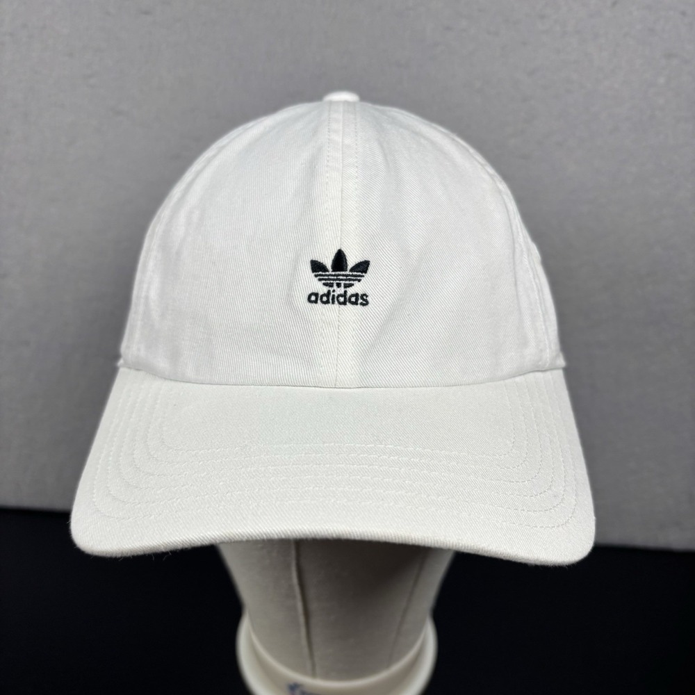 white adidas‎ Originals Mini Trefoil Relaxed Strap Back Hat Mens Womens OSFM Cap